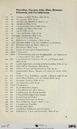 Porzellan, Fayence, Glas, Zinn, Bronzen, Elfenbein und Verschiedenes (Nr.81-190)