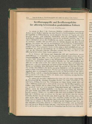 Bevölkerungsgröße und Bevölkerungsdichte der schleswig-holsteinischen geschichtlichen Frühzeit