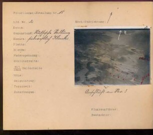 Foto einer russischen Stellung südwestlich von Klimki (Luftbild)