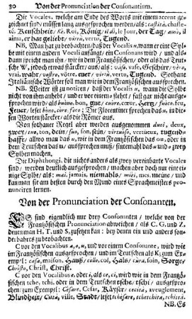 Von der Pronunciation der Consonanten.