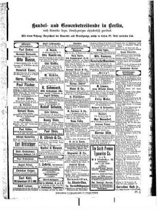 Handel- und Gewerbetreibende in Berlin, nach Erwerbs= bezw. Berufszweigen alphabetisch geordnet