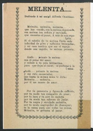 Melenita..... : Dedicado á mi amigo Alfredo Cambiazo.