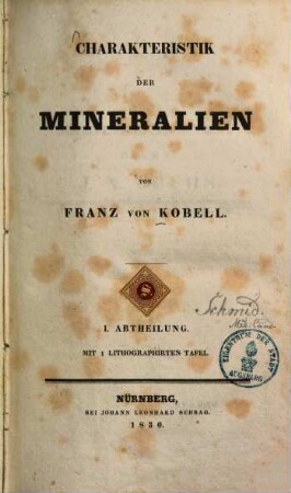 Charakteristik der Mineralien, 1