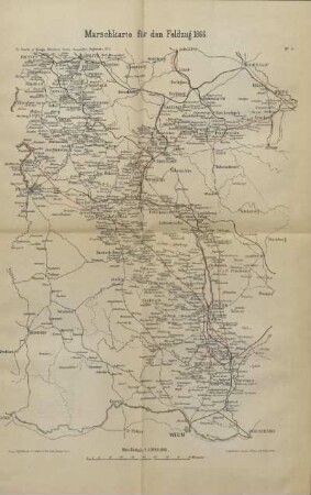 Karte: Marschkarte für den Feldzug 1866