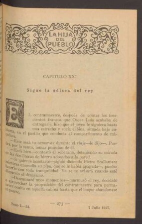 Capítulo XXI - Sigue la odisea del rey