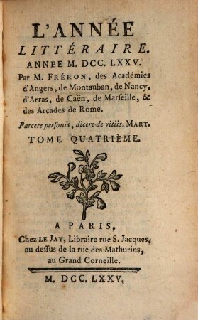 L' année littéraire. 1775,4