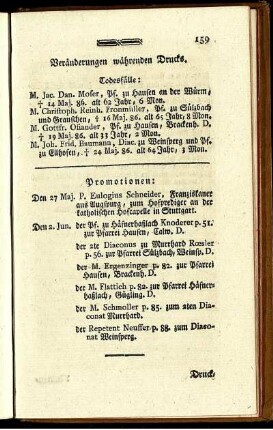 Veränderungen währenden Drucks. : Todesfälle: