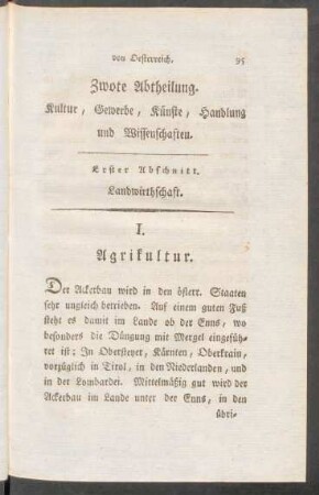 Zwote Abtheilung. Kultur, Gewerbe, Künste, Handlung und Wissenschaften.