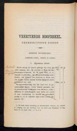 Eerste onderdeel. Algemeene dienst, beheer en toezigt