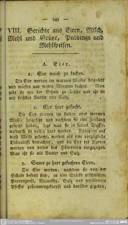 VIII. Gerichte aus Eiern, Milch, Mehl und Grütze, Puddings und Mehlspeisen