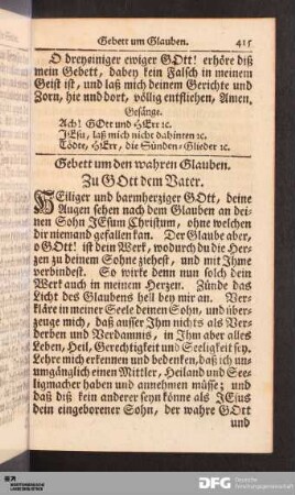 Gebett um den wahren Glauben.