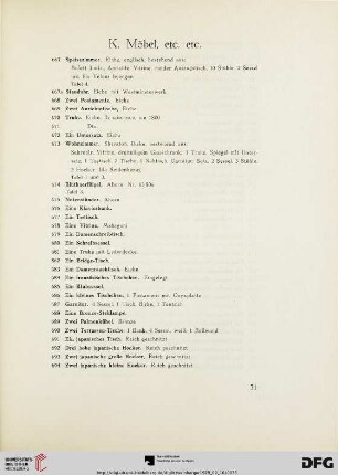 K. Möbel, etc. etc. (Nr.667-742)