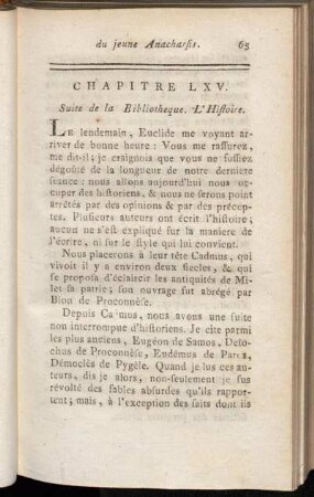 Chapitre LXV. Suite de la Bibliotheque. L' Histoire.