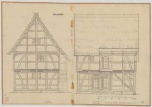 Scharmede (Kreis Büren): Hof Schulte Alpmann. Speicher (Giebelansicht, Seitenansicht)
