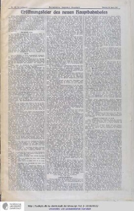 Aus: Darmstädter Täglicher Anzeiger No. 100 vom [Jahrgang 51] 29. April 1912