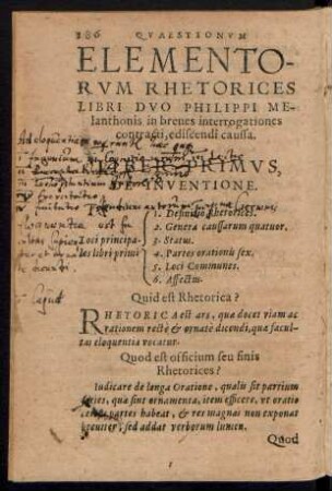 Elementorum Rhetorices Libri Duo Philippi Melanthonis in breves interrogationes contracti, ediscendi caussa.