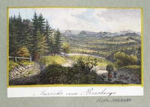Ansicht vom Borsberg, Lithografie, um 1840 : Ansicht vom Borsberg. [S.l.], [um 1840]. - 1 Kunstbl. : Lithogr. ; 8,0 x 5,5 cm.