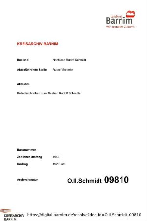 Beileidsschreiben zum Ableben Rudolf Schmidts