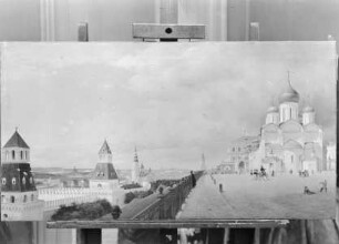 Panorama vom Kreml in Moskau — Kremlmauer und Maria Himmelfahrt Kathedrale