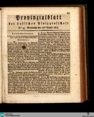 Provinzialblatt der badischen Pfalzgrafschaft