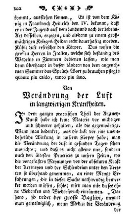 Von Verändrung der Luft in langwierigen Krankheiten