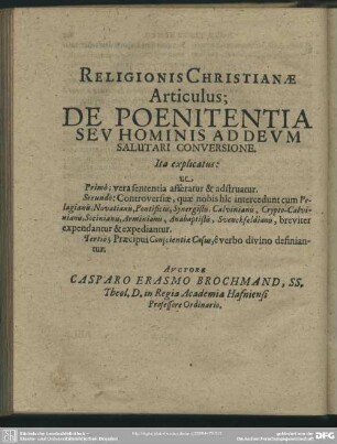 [IV.] De Poenitentia Seu Hominis Ad Deum Salutari Conversione