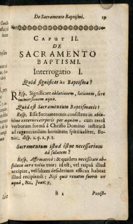 19-32, Caput II. De Sacramento Baptismi.
