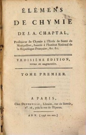 Élémens De Chymie, 1