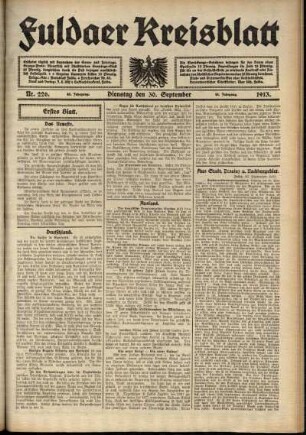 Erste Ausgabe vom Dienstag, den 30. September 1913.