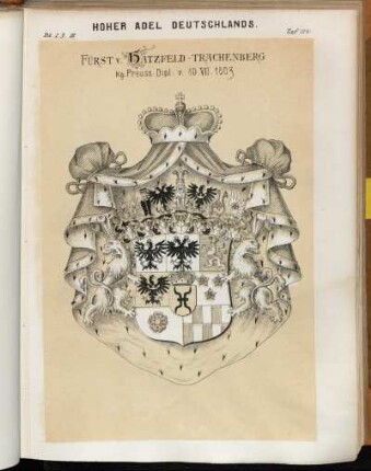 Taf. 114. Fürst v. Hatzfeld-Trachenberg kg. Preuss: Dipl: v. 10.VII.1803
