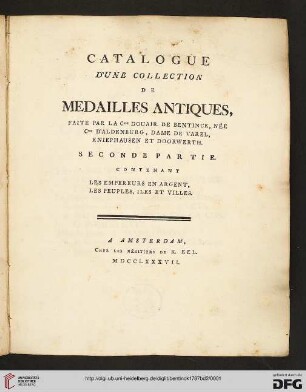 Band 2: Catalogue d'une collection de médailles antiques