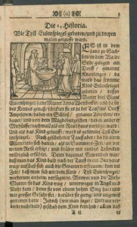 Die 1. Historia. Wie Tyll Eulenspiegel geboren/ und zu dreyen malen getaufft ward