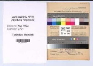 Entnazifizierung Heinrich Terlinden , geb. 03.07.1905 (Angest.)