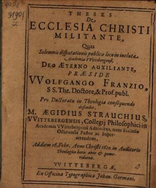 Theses de ecclesia Christi militante