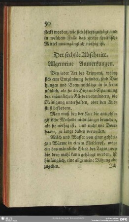 Der sechste Abschnitt. Allgemeine Anmerkungen