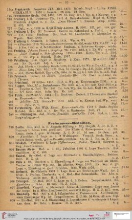 Freimaurer-Medaillen (Nr. 799 - 823)