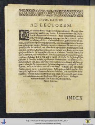 Typographus Ad Lectorem.