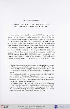 Brāhmī inscriptions on the history and culture of the upper indus valley