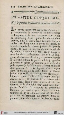 Chapitre cinquieme: Nef & parties intérieures de la Cathédrale