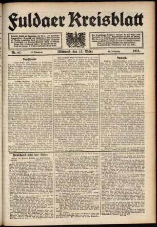 Ausgabe vom Mittwoch, den 15. März 1911.