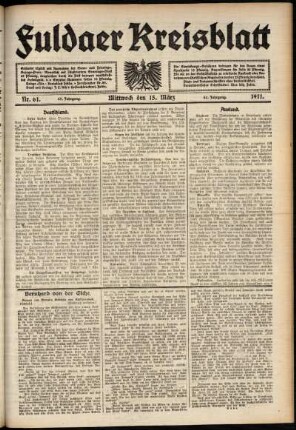 Ausgabe vom Mittwoch, den 15. März 1911.