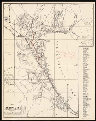 Bebauungsplan Eckernförde: Stadtplan von Eckernförde mit Einzeichnungen für die Umfahrung der Innenstadt (Durchgangsstraße ohne Bahnkreuzung)