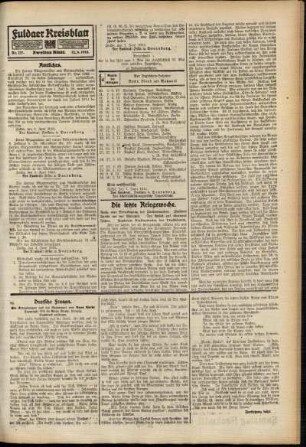 Zweite Ausgabe vom Samstag, den 12. Juni 1915.