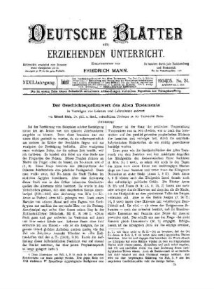 Der Geschichtsquellenwert des Alten Testaments : in Vorträgen vor Lehrern und Lehrerinnen erörtert ; (Fortsetzung)