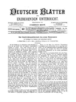 Der Geschichtsquellenwert des Alten Testaments : in Vorträgen vor Lehrern und Lehrerinnen erörtert ; (Fortsetzung)