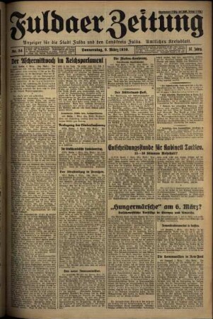 Erste Ausgabe vom Donnerstag, den 06. März 1930.