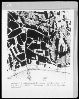 Meißen, Stadtplan mit Burgberg und Marktplatz