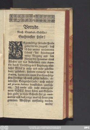 Vorrede. Nach Standes-Gebühr, Geehrtester Leser!