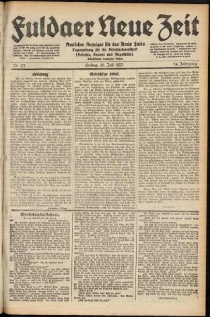 Ausgabe vom Freitag, den 28. Juli 1922.