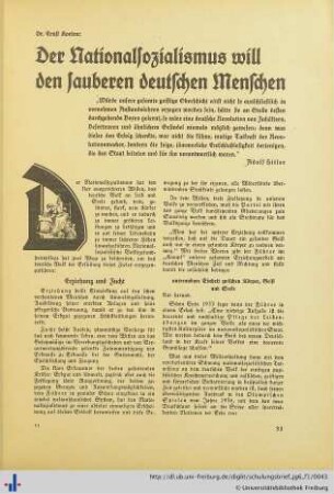 Der Nationalsozialismus will den sauberen deutschen Menschen.
